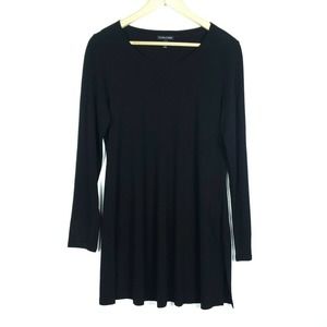 Eileen Fisher Womens Dress Medium Silk Black Long Sleeve Scoop Neck Pullover